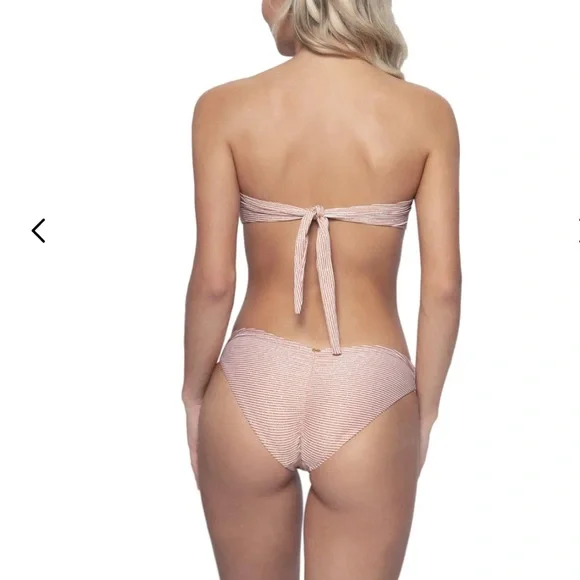 🆕 2pc PQ SWIM Aperol Stripe Perla Halter & Basic Ruched Bottom Teeny Fit - Picture 6 of 8